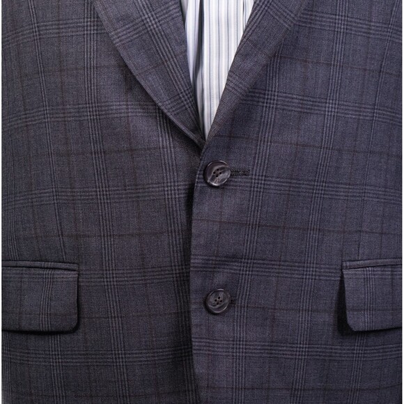 VTG Joseph Abboud Blazer Mens Sport Jacket 40S USA Wool Plaid Light Brown Grey - Picture 7 of 14